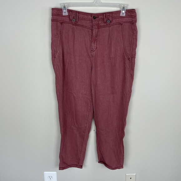 Anthropologie Pants - Anthropologie Pleated Front Skinny Pants Pink Slim Trousers Size 32 Petite